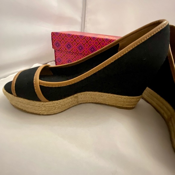 Tory Burch Canvas Peep Toe Espadrilles Wedges - Picture 3 of 6